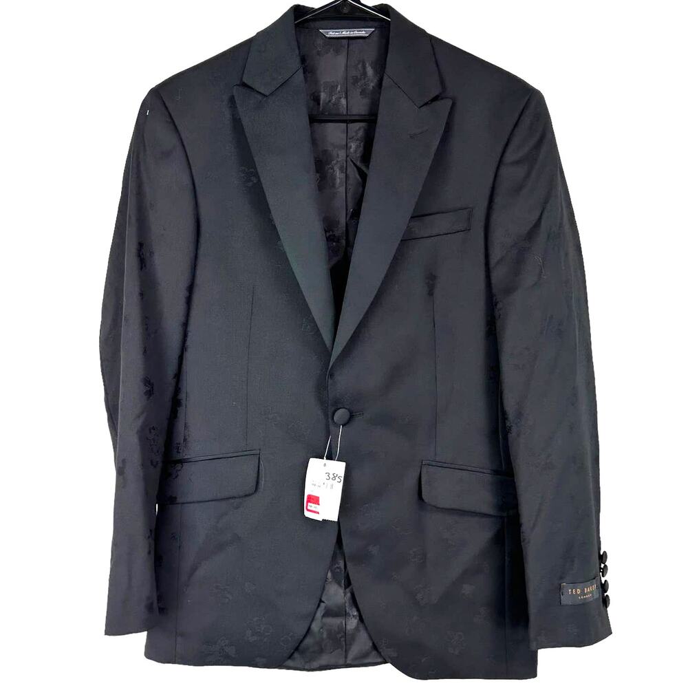 Ted Baker London NWT Jules Flower Print Tux Peak Jacket Black Men's Size 38S